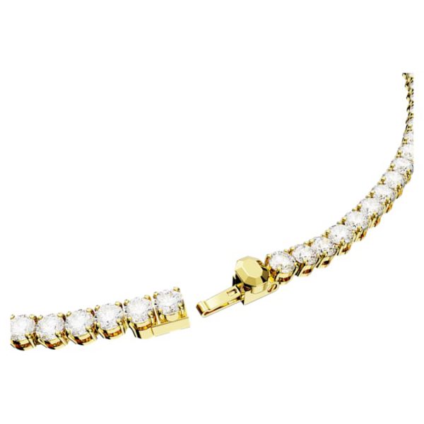 Matrix Tennis necklace Round cut, White, Gold-tone plated - Image 4