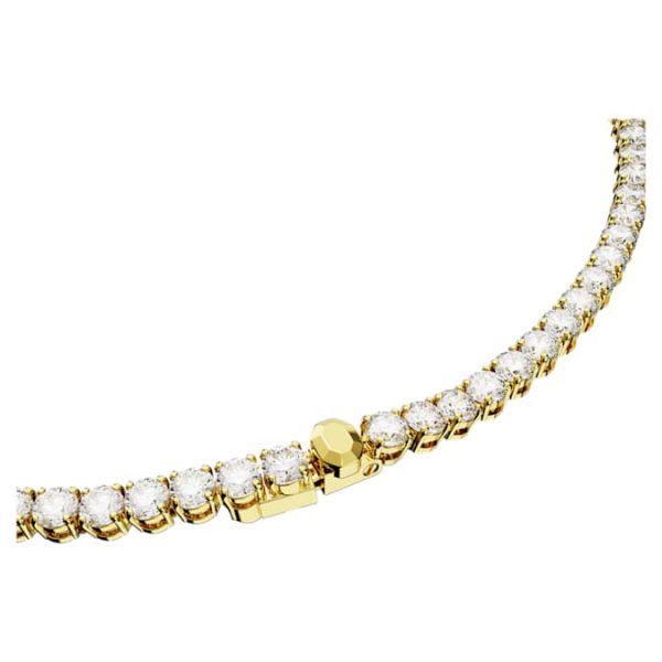 Matrix Tennis necklace Round cut, White, Gold-tone plated - Image 5