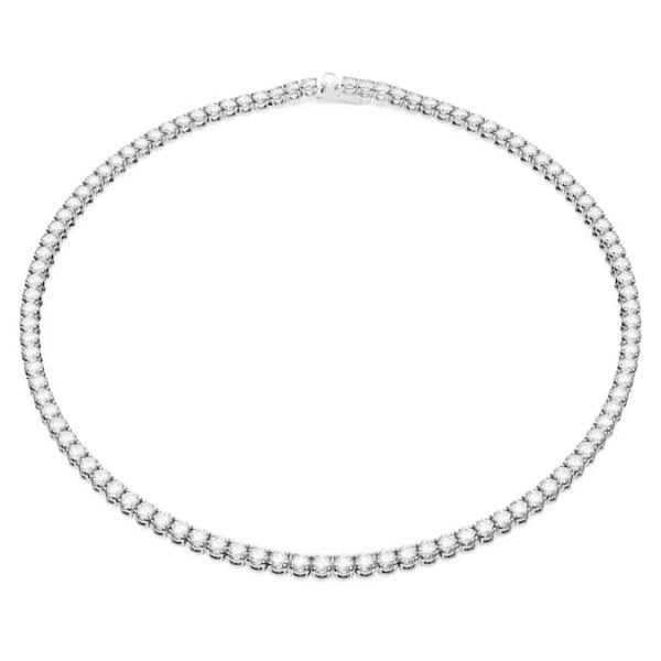 Matrix Tennis necklace Round cut, White, Rhodium plated - Image 2