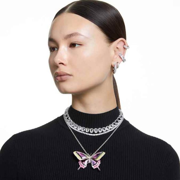 Matrix Tennis necklace Round cut, White, Rhodium plated - Image 7
