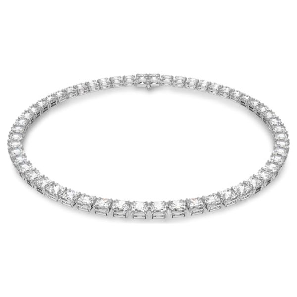 Matrix Tennis necklace Square cut, White, Rhodium plated - Image 2
