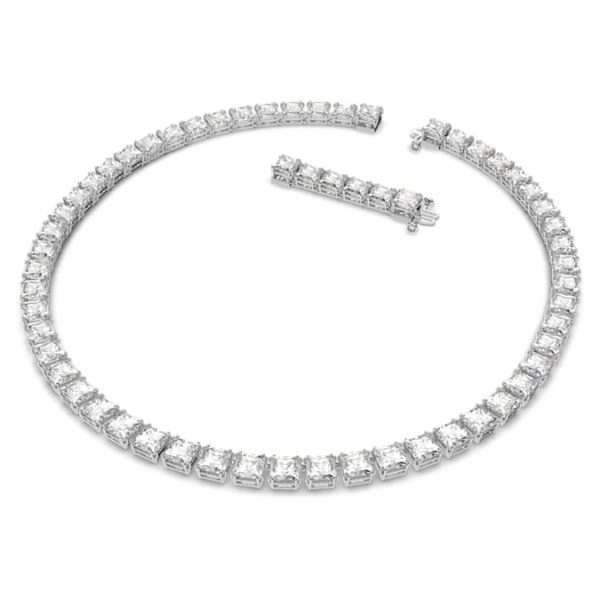 Matrix Tennis necklace Square cut, White, Rhodium plated - Image 3