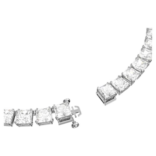 Matrix Tennis necklace Square cut, White, Rhodium plated - Image 4
