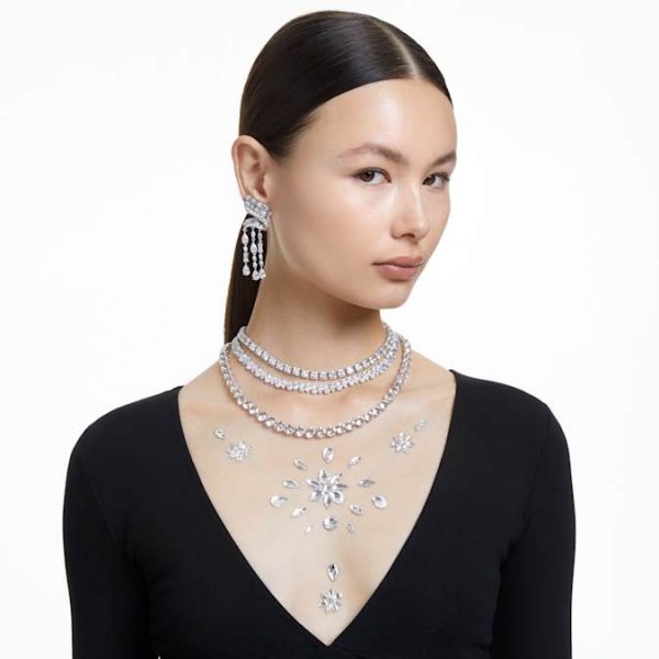 Matrix Tennis necklace Square cut, White, Rhodium plated - Image 5