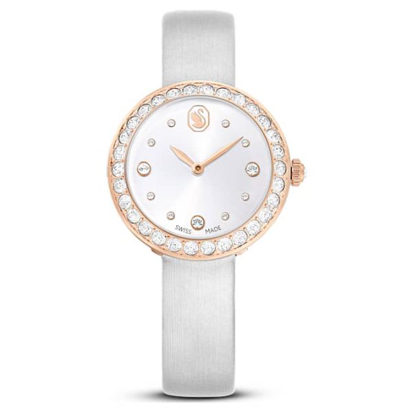 Matrix tennis watch Swiss Made, Leather strap, Gray, Rose gold-tone finish