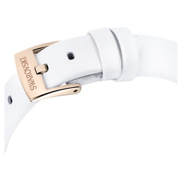 Matrix tennis watch Swiss Made, Leather strap, White, Champagne gold-tone finish - Image 8