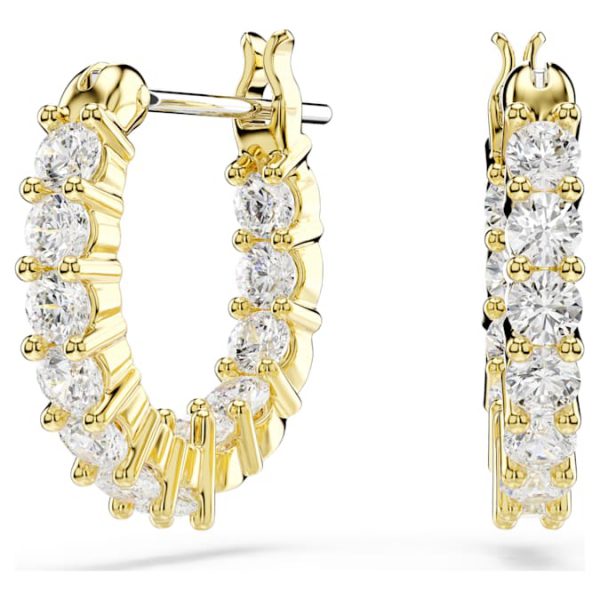 Matrix Vittore hoop earrings Round cut, White, Gold-tone plated - Image 2