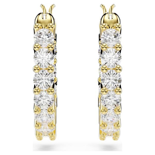 Matrix Vittore hoop earrings Round cut, White, Gold-tone plated - Image 3