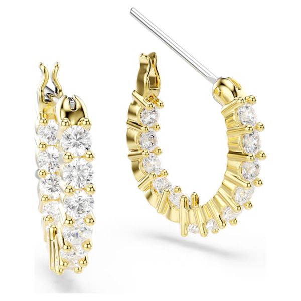 Matrix Vittore hoop earrings Round cut, White, Gold-tone plated - Image 4