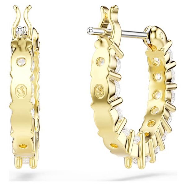 Matrix Vittore hoop earrings Round cut, White, Gold-tone plated - Image 5