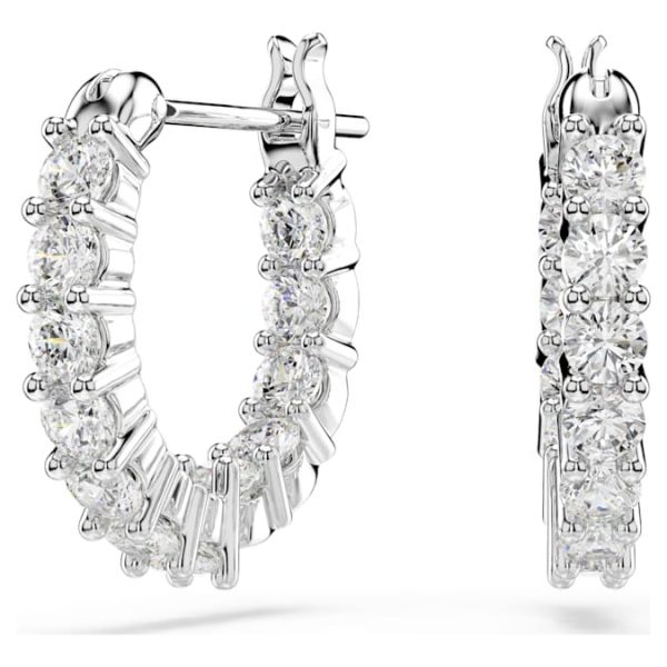Matrix Vittore hoop earrings Round cut, White, Rhodium plated - Image 2