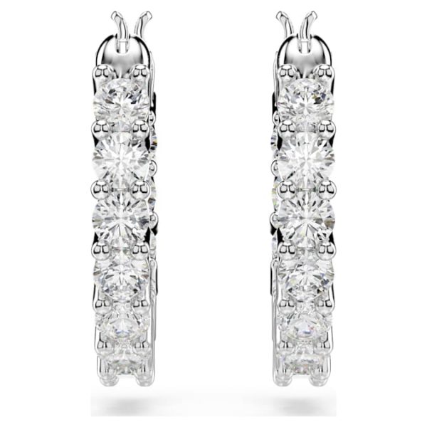 Matrix Vittore hoop earrings Round cut, White, Rhodium plated - Image 3