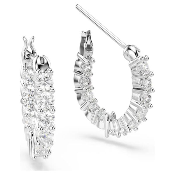 Matrix Vittore hoop earrings Round cut, White, Rhodium plated - Image 4