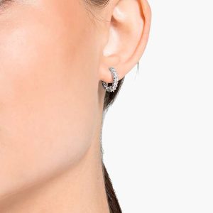 Matrix Vittore hoop earrings Round cut, White, Rhodium plated