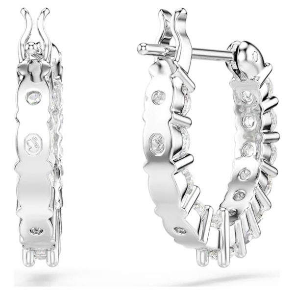 Matrix Vittore hoop earrings Round cut, White, Rhodium plated - Image 5