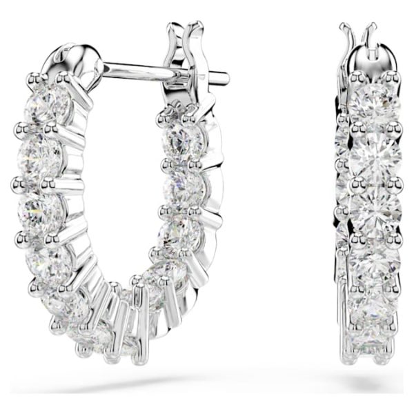 Matrix Vittore hoop earrings Round cut, White, Rhodium plated - Image 6