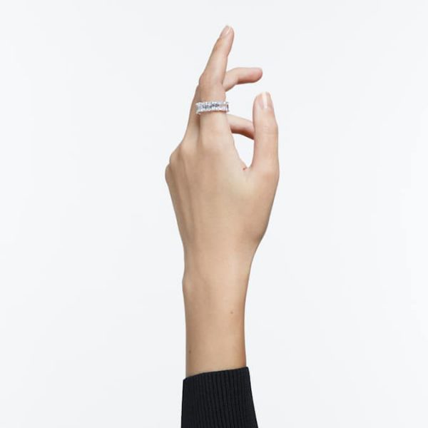 Matrix Vittore ring Baguette cut, White, Rhodium plated