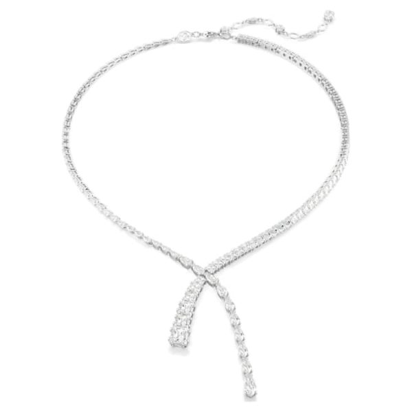 Matrix Y necklace Mixed cuts, White, Rhodium plated - Image 6