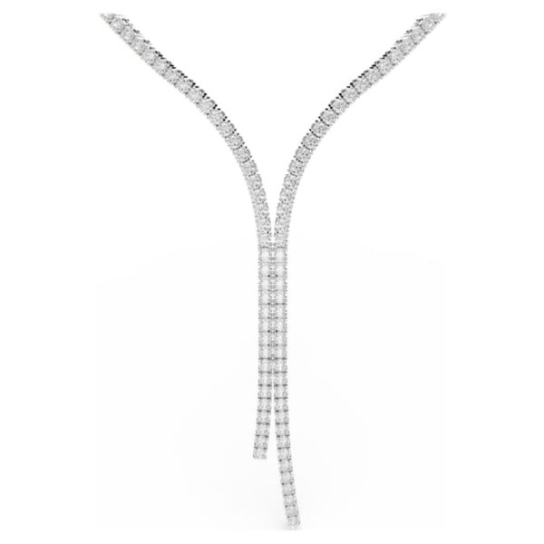 Matrix Y necklace Round cut, White, Rhodium plated - Image 2
