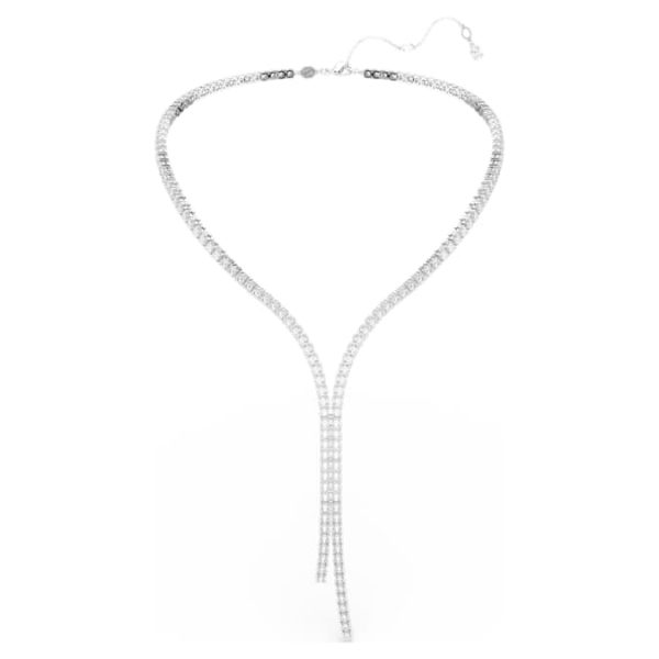 Matrix Y necklace Round cut, White, Rhodium plated - Image 3