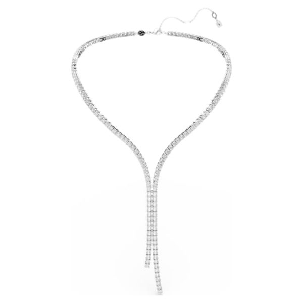 Matrix Y necklace Round cut, White, Rhodium plated - Image 7