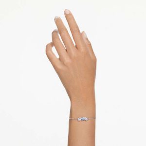 Mesmera bracelet Mixed cuts, Blue, Rhodium plated