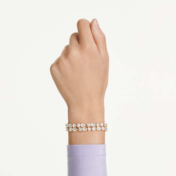 Mesmera bracelet Mixed cuts, White, Gold-tone plated - Image 7