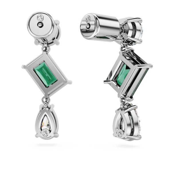 Mesmera drop earrings Mixed cuts, Green, Rhodium plated - Image 5