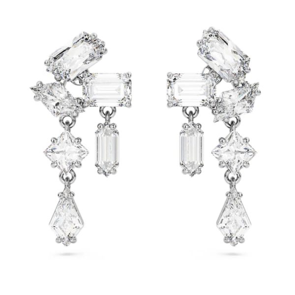 Mesmera drop earrings Mixed cuts, White, Rhodium plated - Image 2