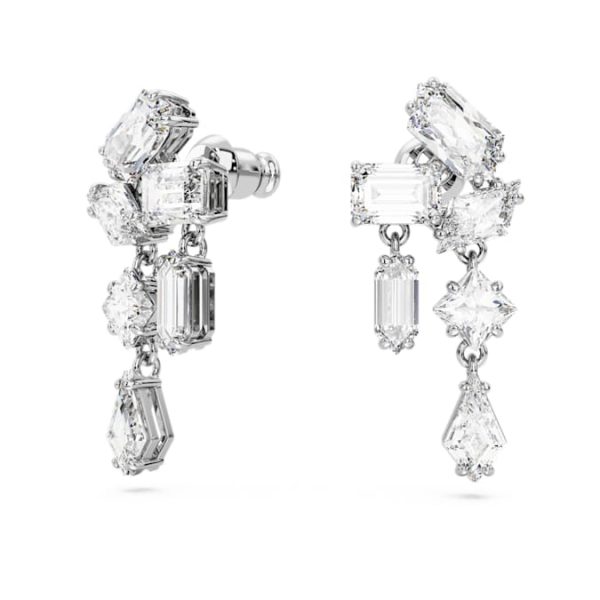 Mesmera drop earrings Mixed cuts, White, Rhodium plated - Image 3