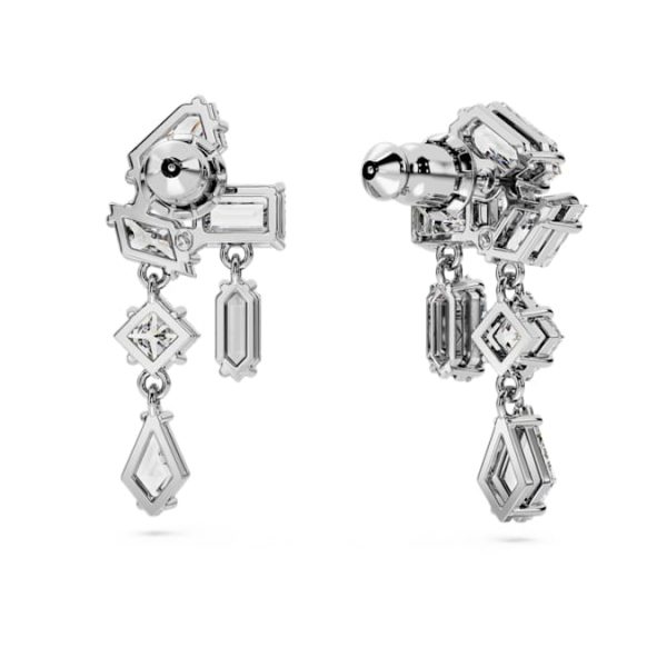Mesmera drop earrings Mixed cuts, White, Rhodium plated - Image 5