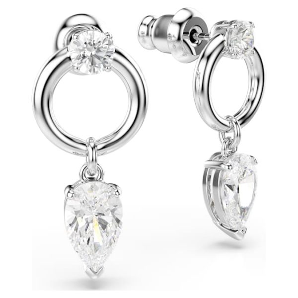 Mesmera drop earrings Mixed cuts, White, Rhodium plated - Image 4