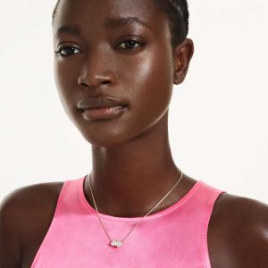 Mesmera necklace Heart, White, Gold-tone plated