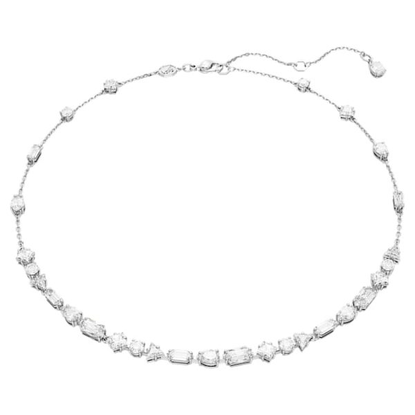 Mesmera necklace Mixed cuts, Scattered design, White, Rhodium plated - Image 2