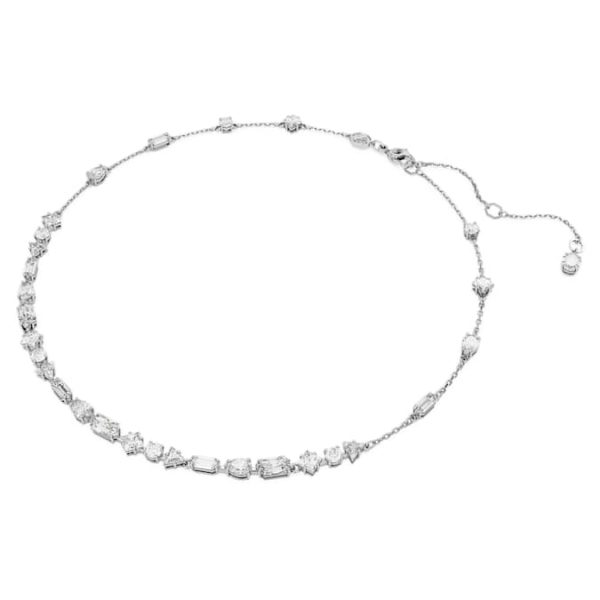Mesmera necklace Mixed cuts, Scattered design, White, Rhodium plated - Image 3