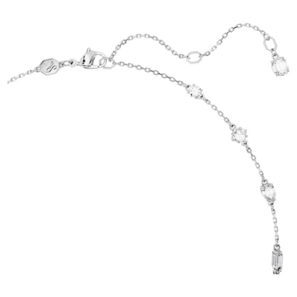 Mesmera necklace Mixed cuts, Scattered design, White, Rhodium plated - Image 4