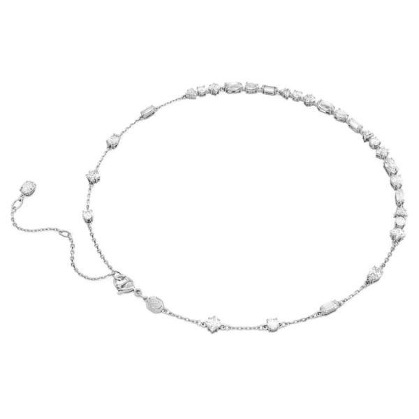Mesmera necklace Mixed cuts, Scattered design, White, Rhodium plated - Image 5