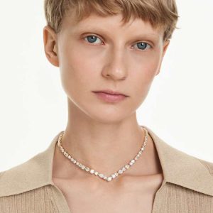 Mesmera necklace Mixed cuts, White, Gold-tone plated