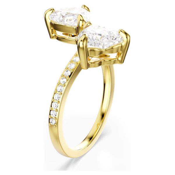 Mesmera open ring Heart cut, Pavé, White, Gold-tone plated - Image 3