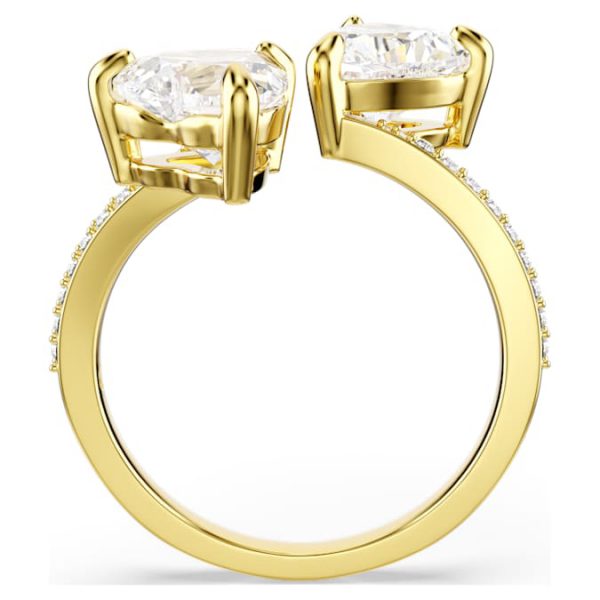 Mesmera open ring Heart cut, Pavé, White, Gold-tone plated - Image 4