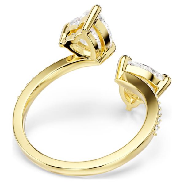 Mesmera open ring Heart cut, Pavé, White, Gold-tone plated - Image 5