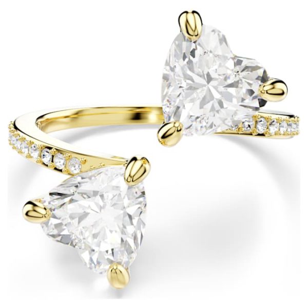 Mesmera open ring Heart cut, Pavé, White, Gold-tone plated - Image 8