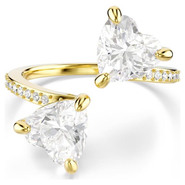 Mesmera open ring Heart cut, Pavé, White, Gold-tone plated - Image 2