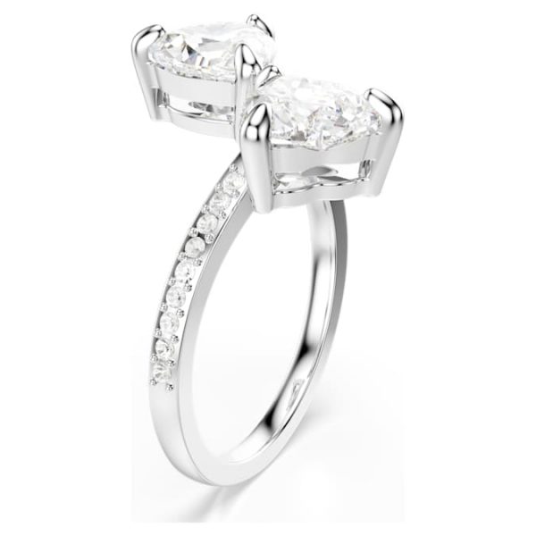 Mesmera open ring Heart cut, Pavé, White, Rhodium plated - Image 3