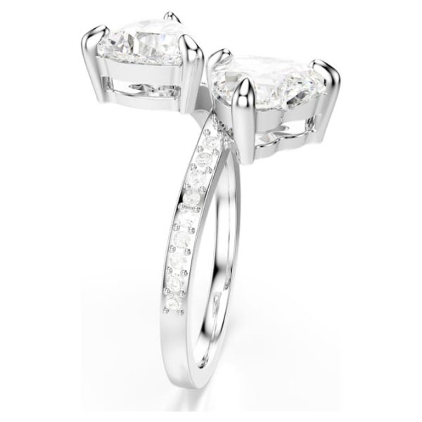 Mesmera open ring Heart cut, Pavé, White, Rhodium plated - Image 4