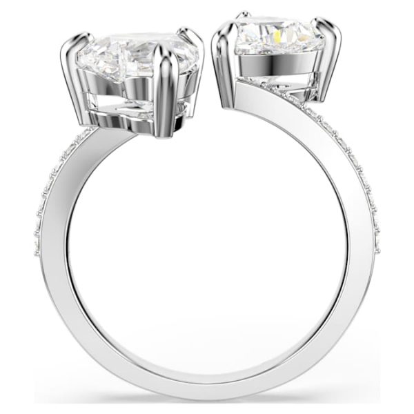 Mesmera open ring Heart cut, Pavé, White, Rhodium plated - Image 5