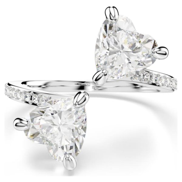 Mesmera open ring Heart cut, Pavé, White, Rhodium plated - Image 7