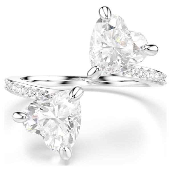 Mesmera open ring Heart cut, Pavé, White, Rhodium plated - Image 2