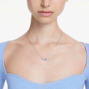 Mesmera pendant Mixed cuts, Blue, Rhodium plated