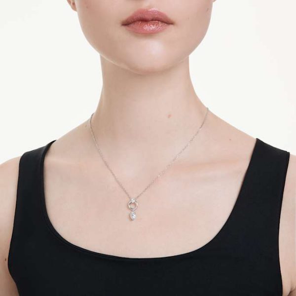 Mesmera pendant Pear cut, White, Rhodium plated